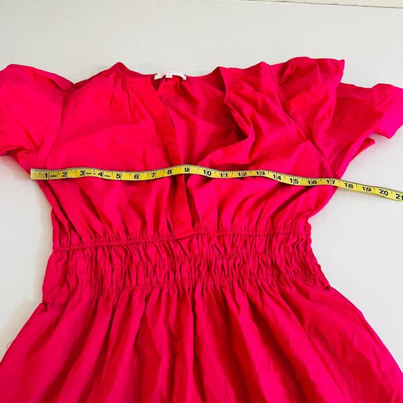 Ces Femme Tiered Short Puff Sleeve Maxi Dress Size M Medium Pink - Picture 5 of 7